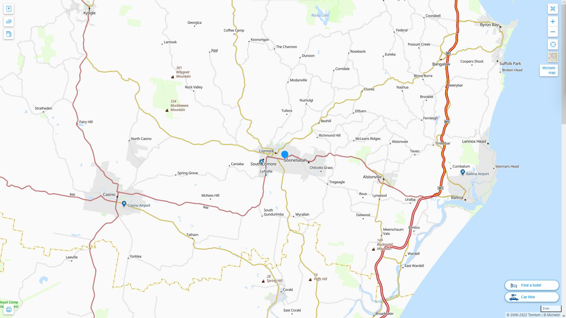 Lismore Highway and Road Map